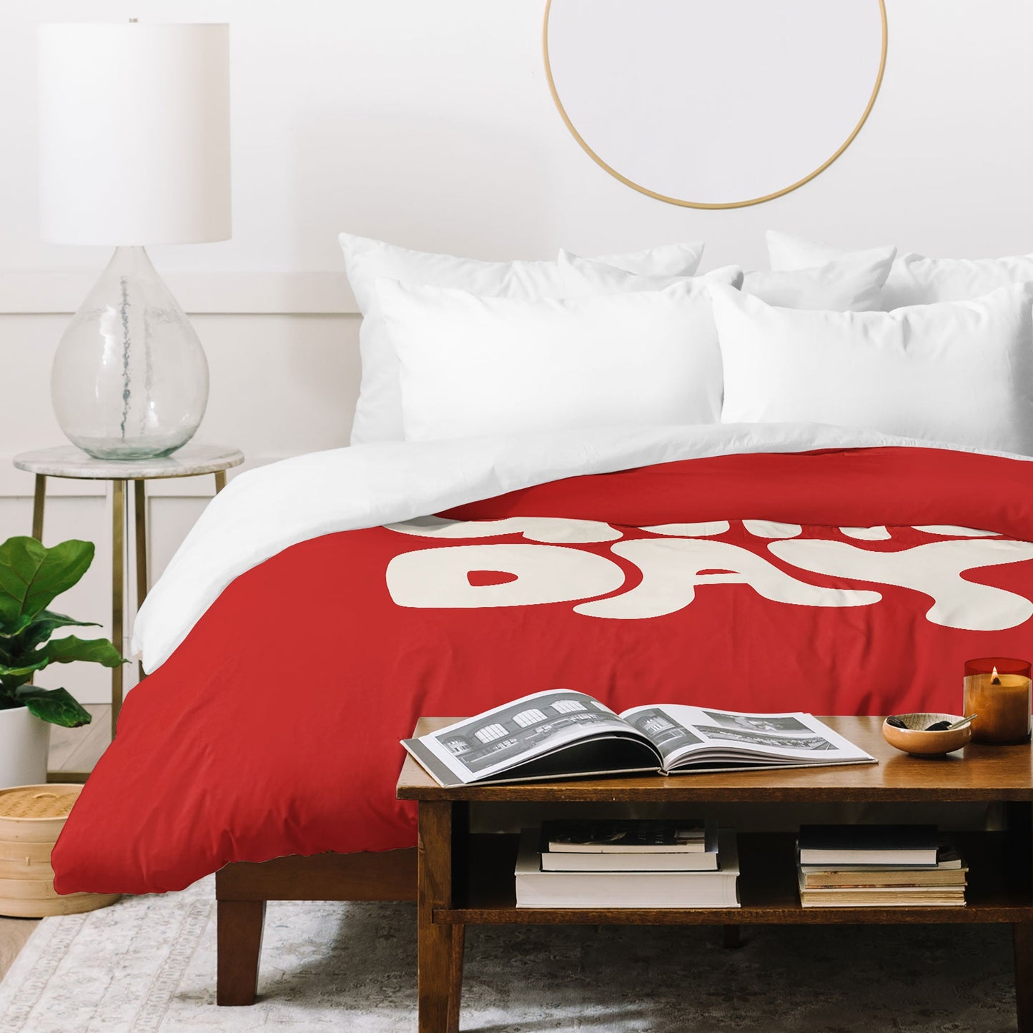 DENY Designs Gameday Red and White 1 Duvet Cover