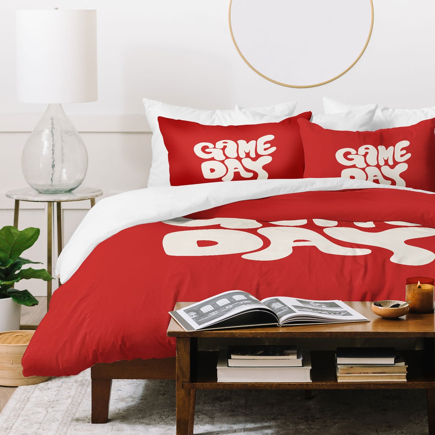 DENY Designs Gameday Red and White 1 Duvet Cover