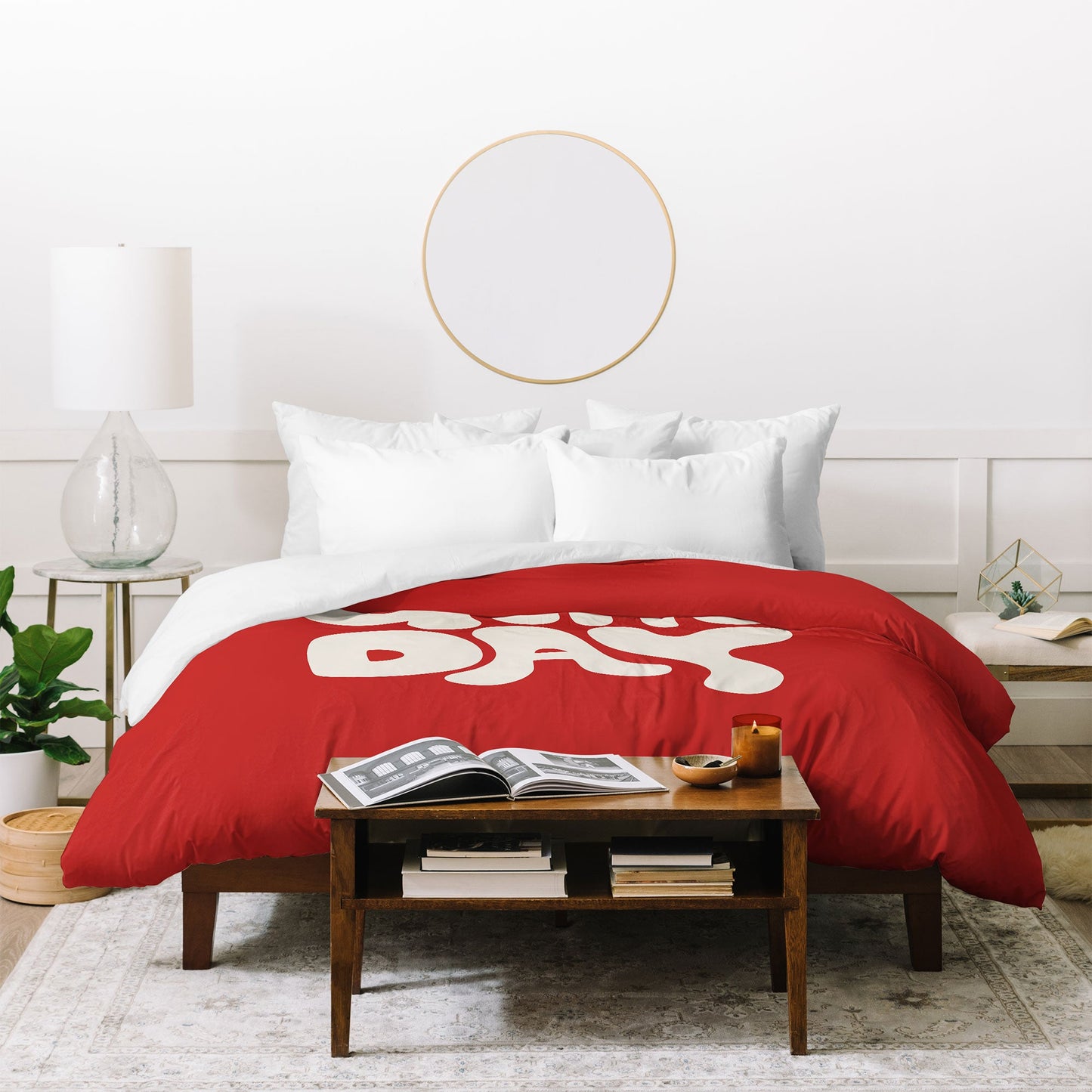 DENY Designs Gameday Red and White 1 Duvet Cover