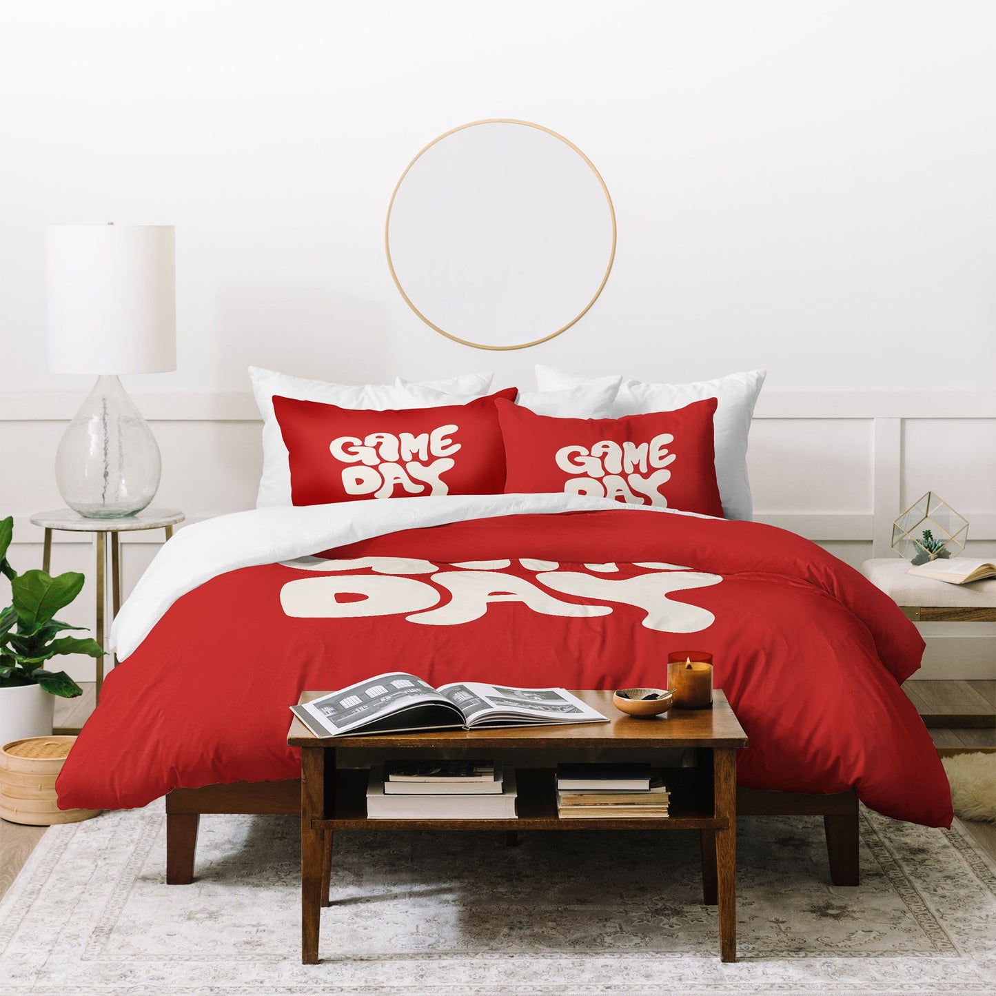 DENY Designs Gameday Red and White 1 Duvet Cover