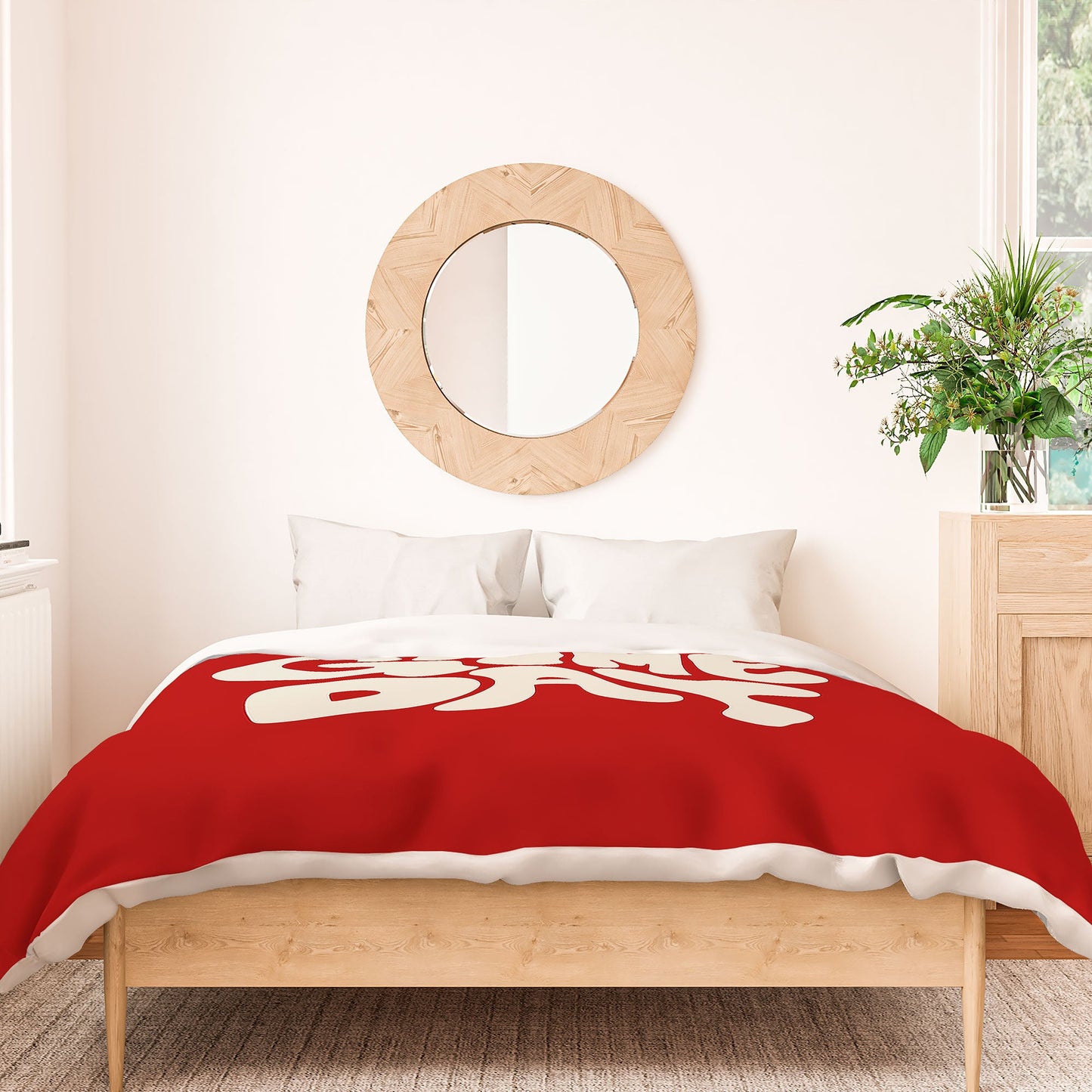 DENY Designs Gameday Red and White 1 Duvet Cover