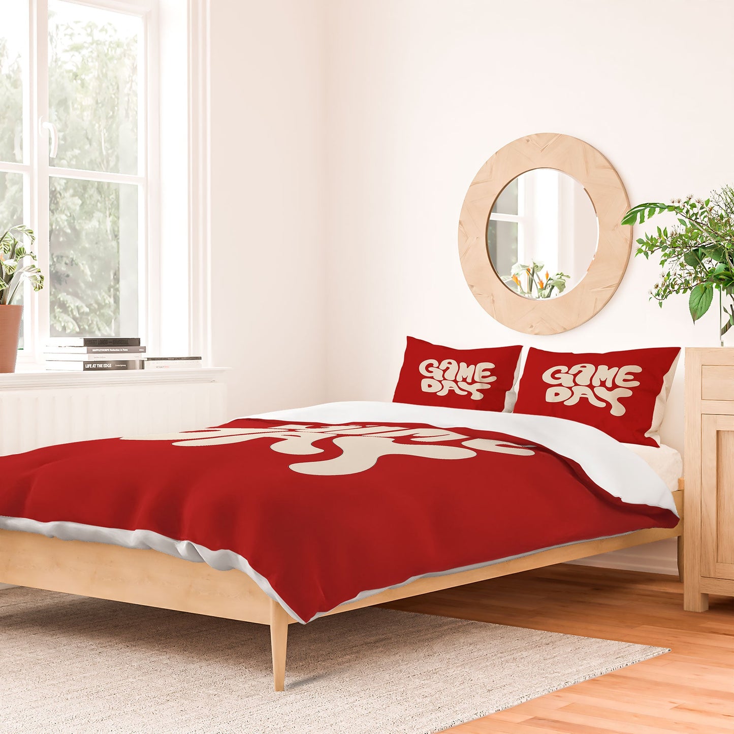 DENY Designs Gameday Red and White 1 Duvet Cover