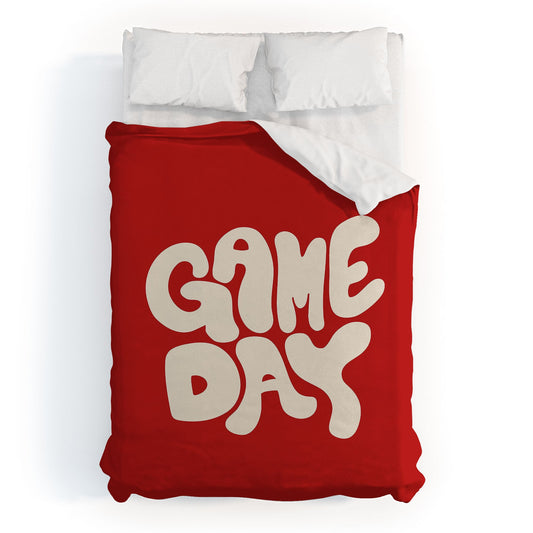 DENY Designs Gameday Red and White 1 Duvet Cover