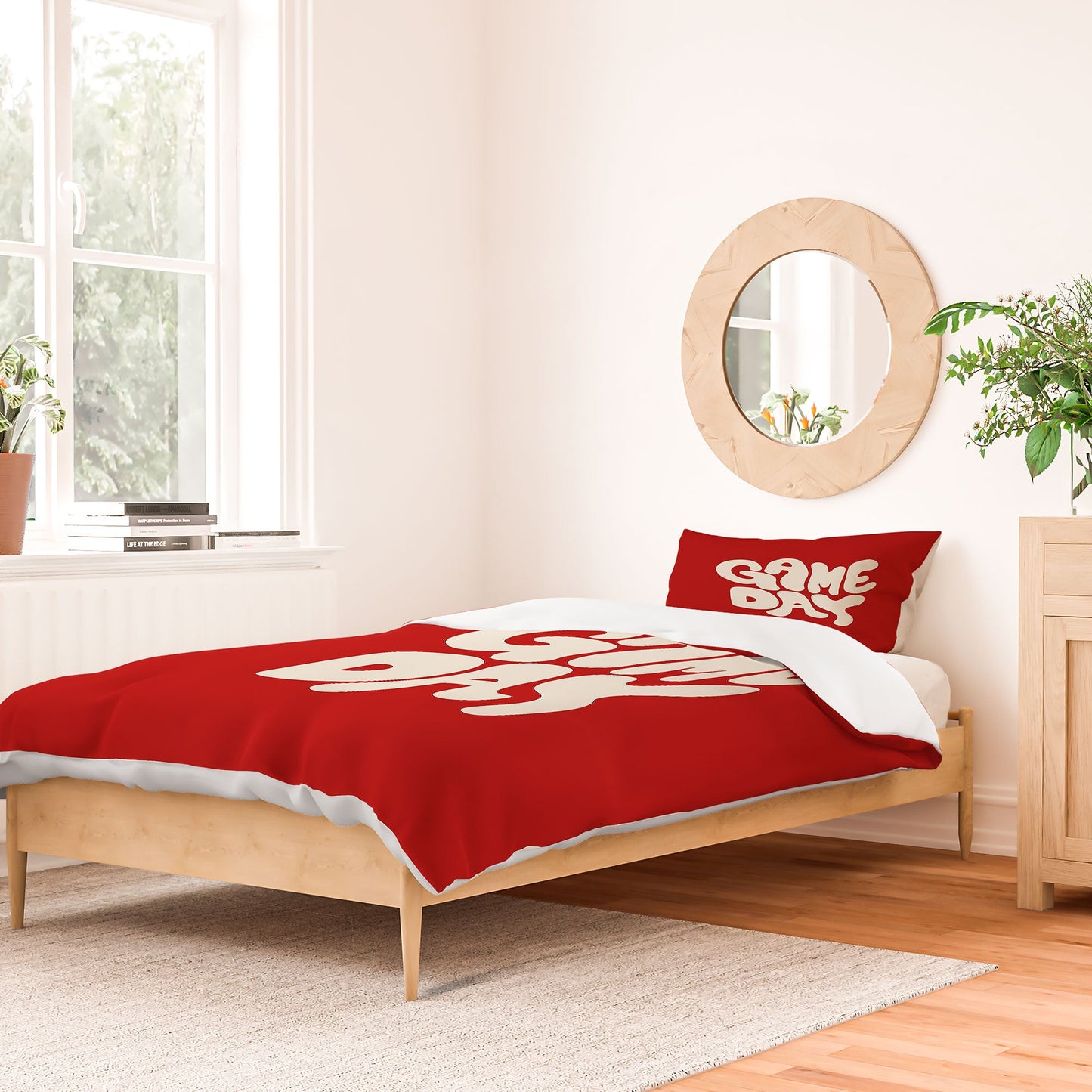 DENY Designs Gameday Red and White 1 Duvet Cover