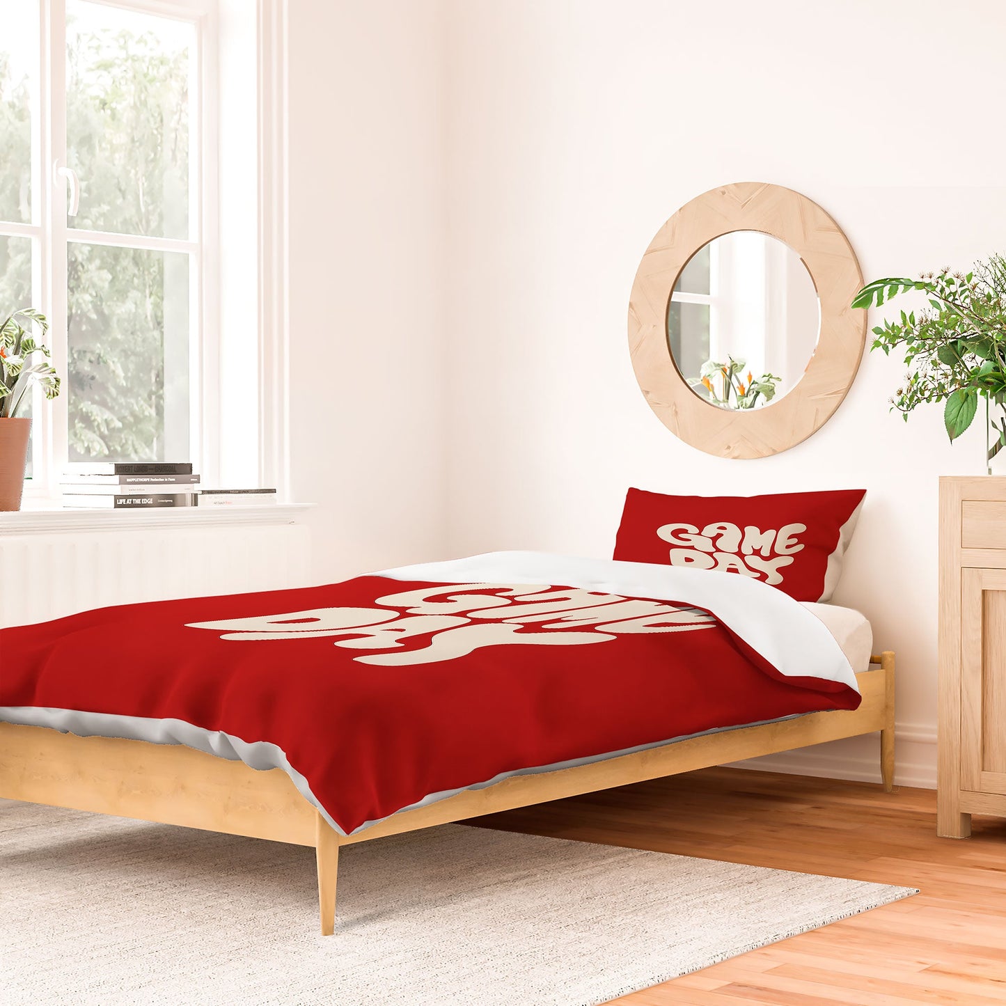 DENY Designs Gameday Red and White 1 Duvet Cover
