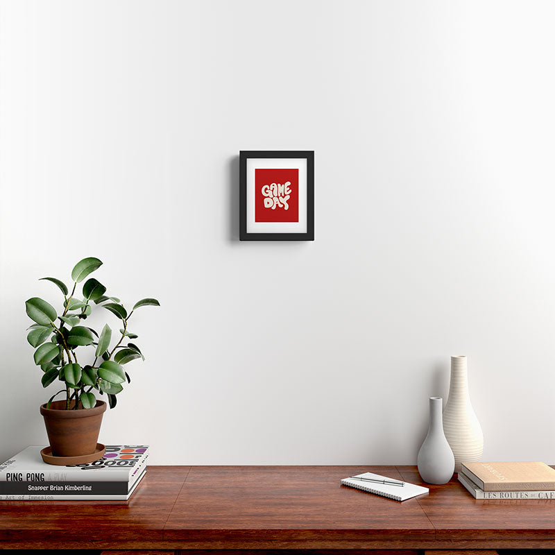 DENY Designs Gameday Red and White 1 Framed Art Print