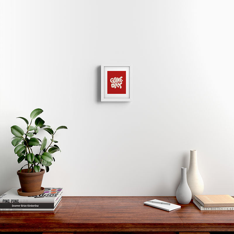 DENY Designs Gameday Red and White 1 Framed Art Print