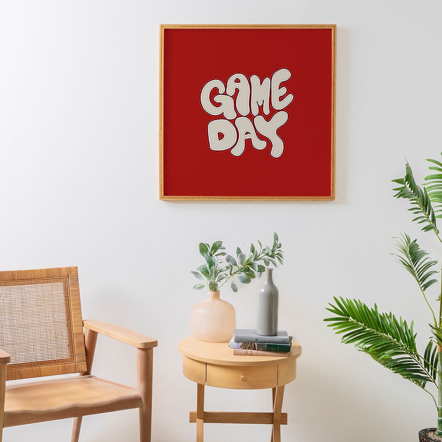 DENY Designs Gameday Red and White 1 Framed Wall Art