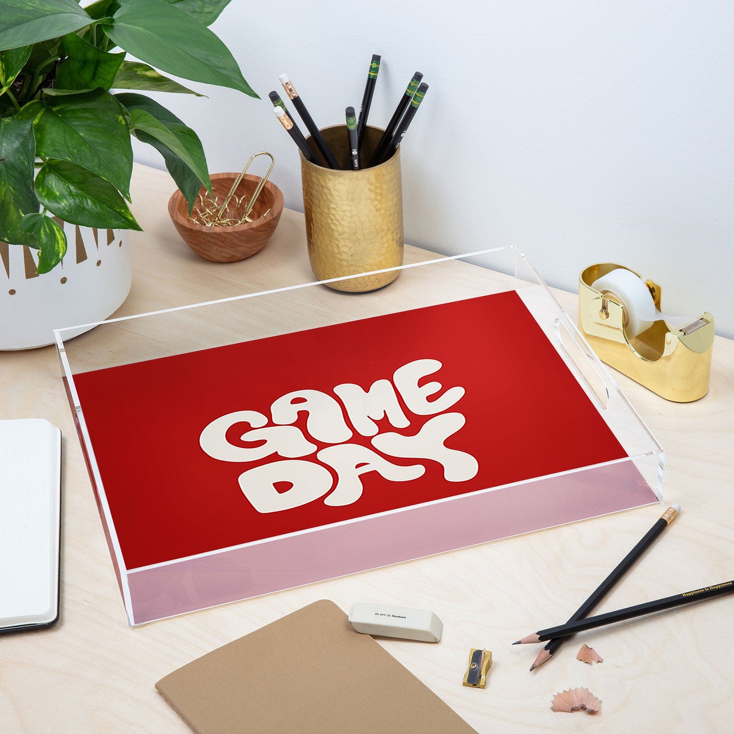 DENY Designs Gameday Red and White 1 Acrylic Tray