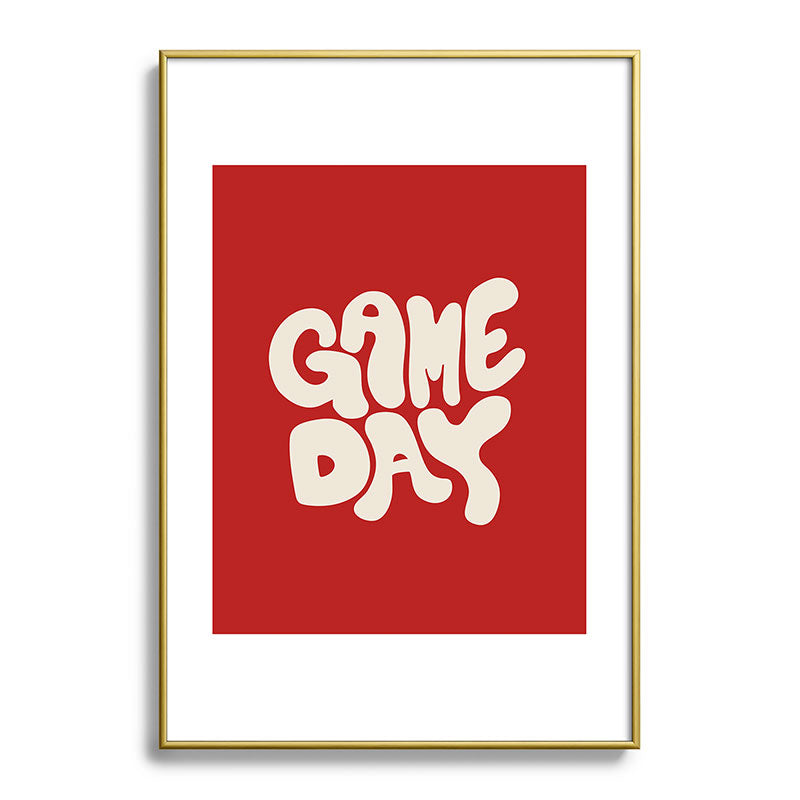 DENY Designs Gameday Red and White 1 Metal Framed Art Print