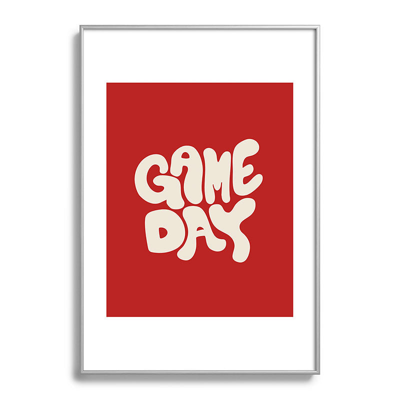 DENY Designs Gameday Red and White 1 Metal Framed Art Print