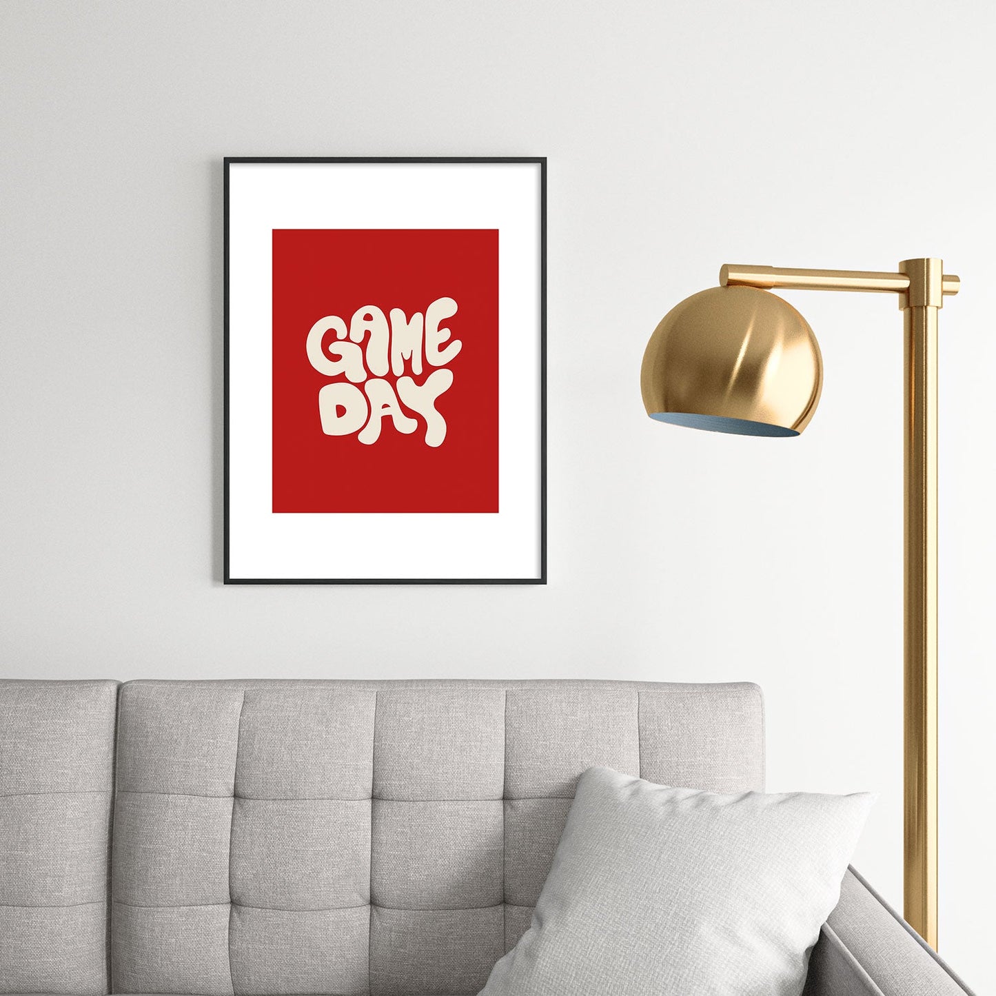 DENY Designs Gameday Red and White 1 Metal Framed Art Print