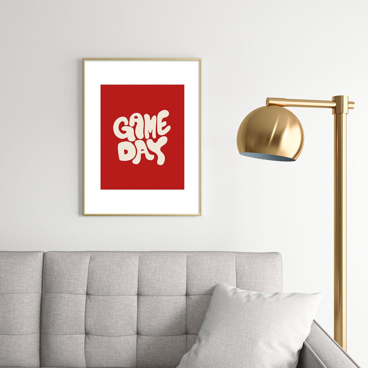 DENY Designs Gameday Red and White 1 Metal Framed Art Print