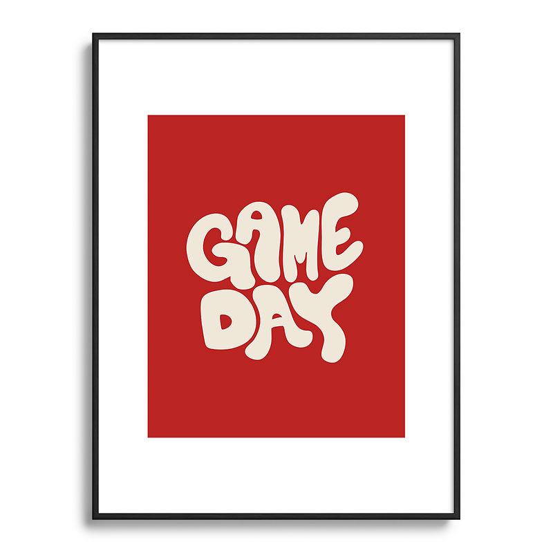 DENY Designs Gameday Red and White 1 Metal Framed Art Print