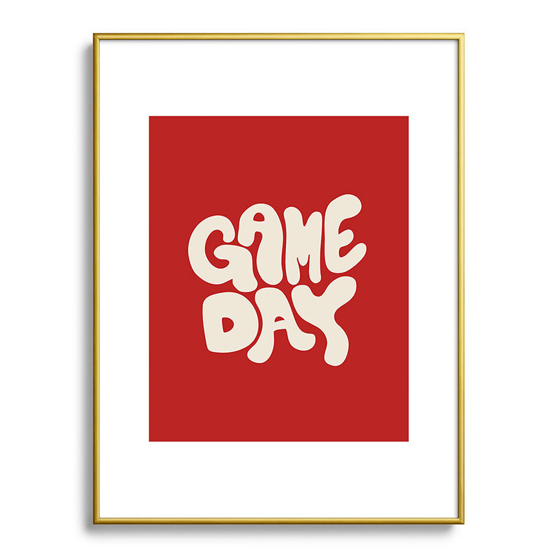 DENY Designs Gameday Red and White 1 Metal Framed Art Print
