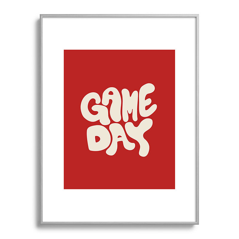 DENY Designs Gameday Red and White 1 Metal Framed Art Print