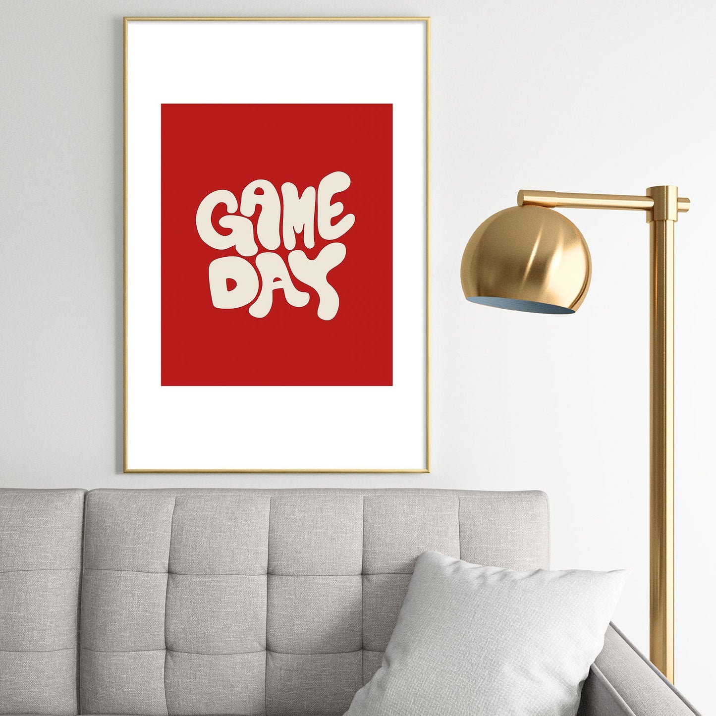 DENY Designs Gameday Red and White 1 Metal Framed Art Print