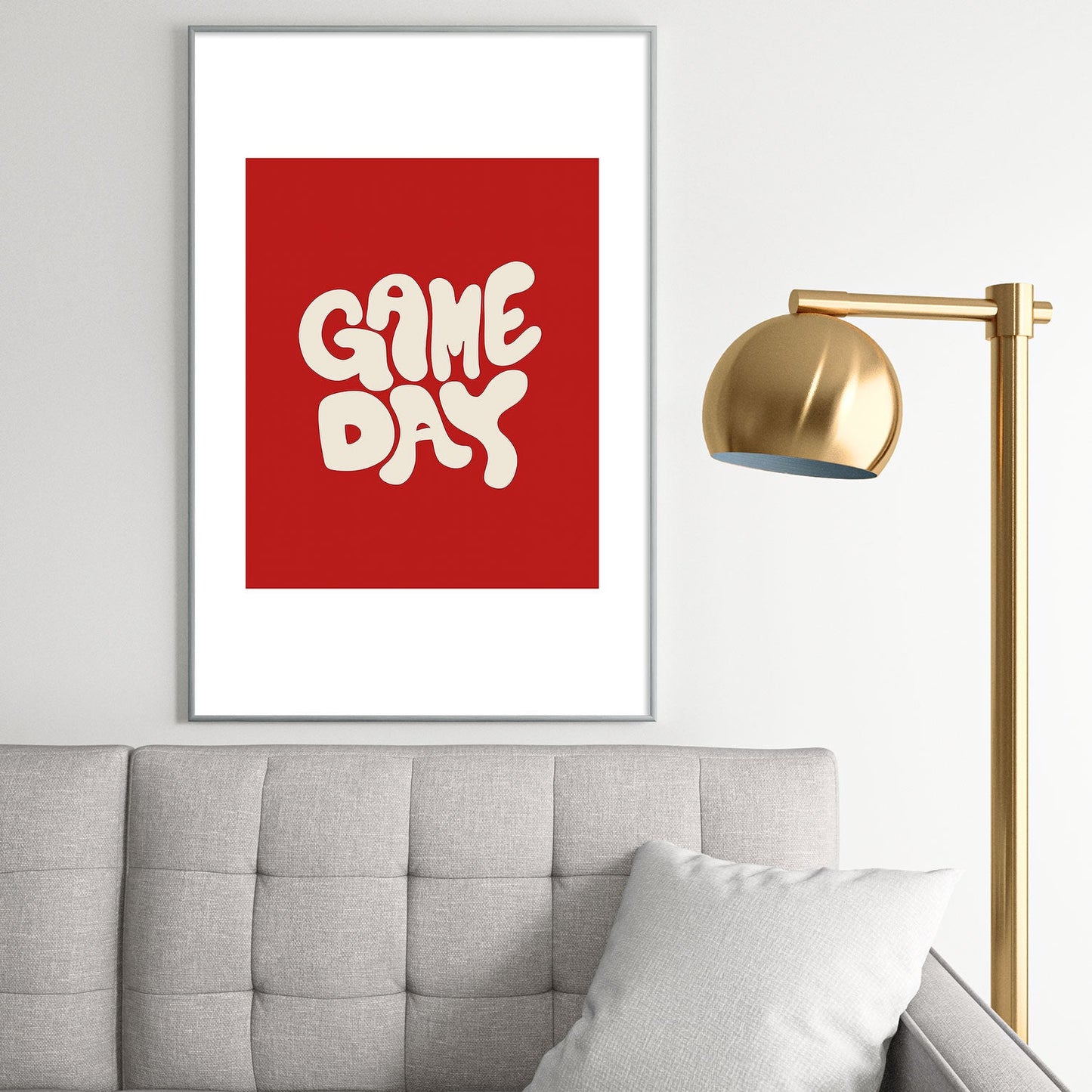 DENY Designs Gameday Red and White 1 Metal Framed Art Print