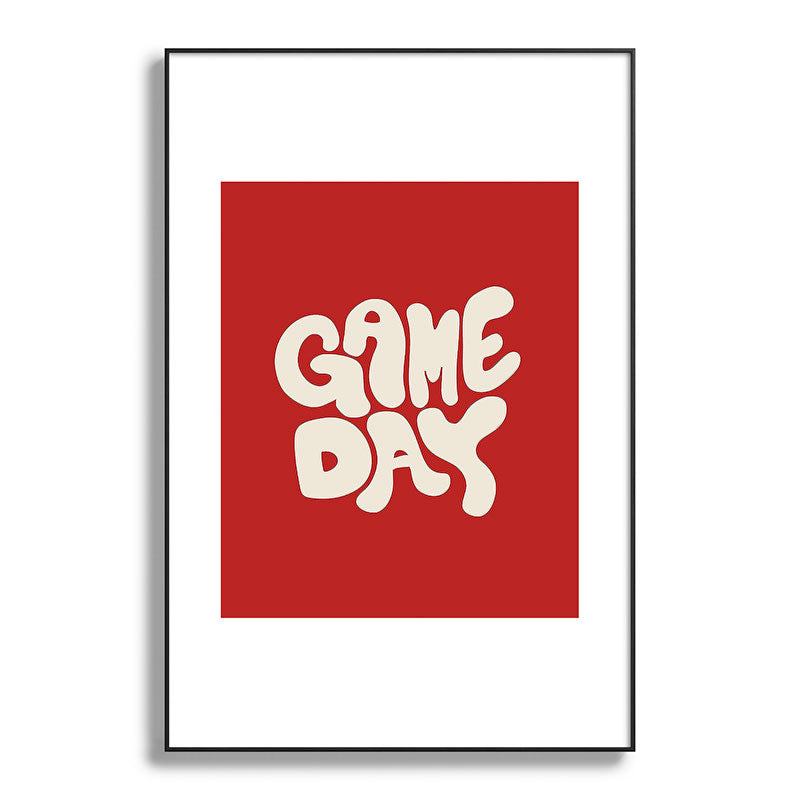 DENY Designs Gameday Red and White 1 Metal Framed Art Print