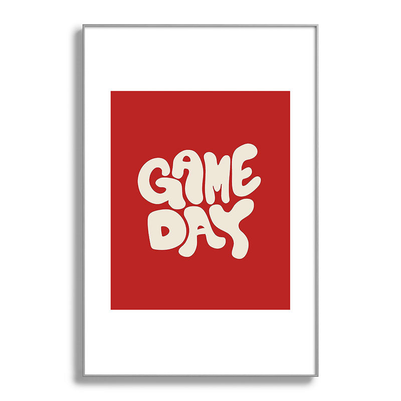 DENY Designs Gameday Red and White 1 Metal Framed Art Print