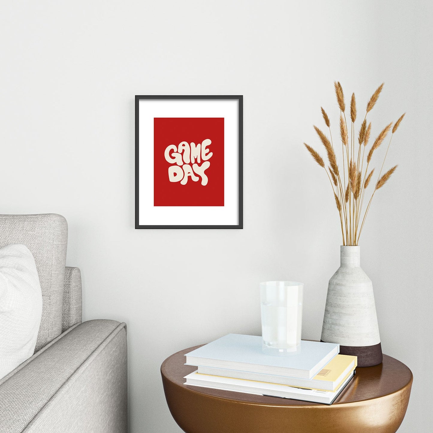 DENY Designs Gameday Red and White 1 Metal Framed Art Print