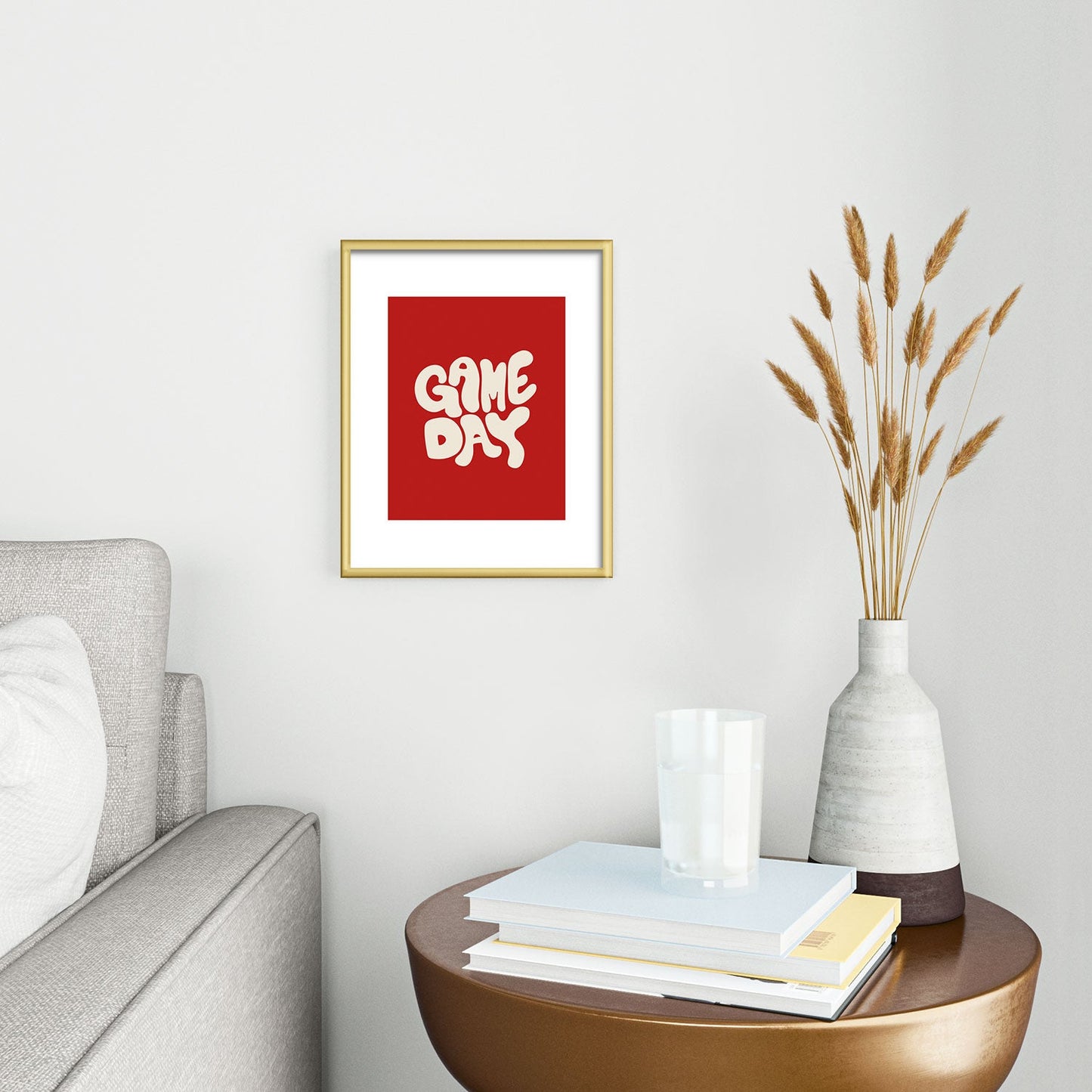 DENY Designs Gameday Red and White 1 Metal Framed Art Print