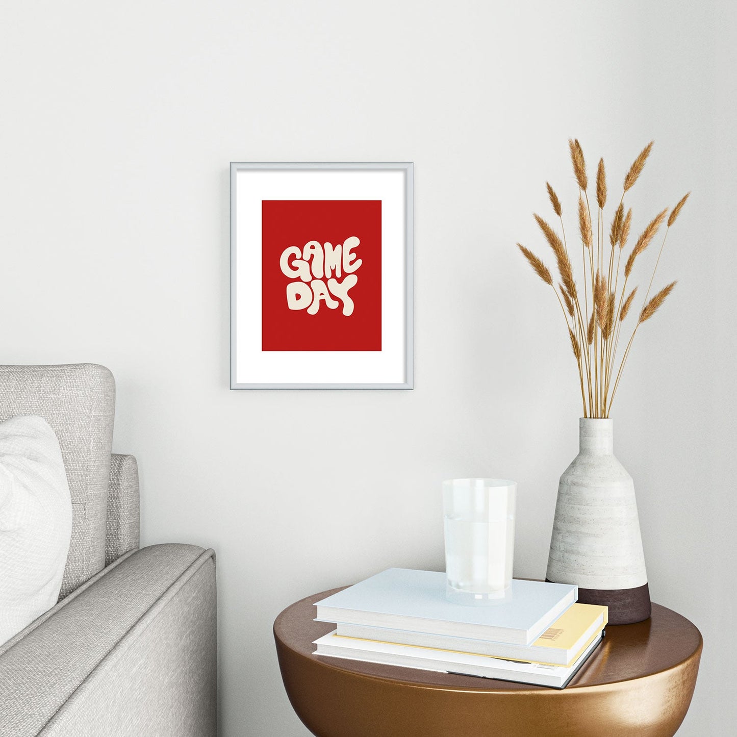 DENY Designs Gameday Red and White 1 Metal Framed Art Print