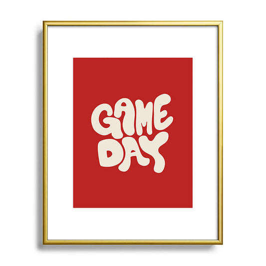 DENY Designs Gameday Red and White 1 Metal Framed Art Print