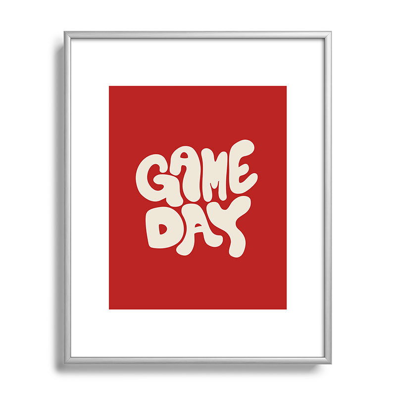 DENY Designs Gameday Red and White 1 Metal Framed Art Print