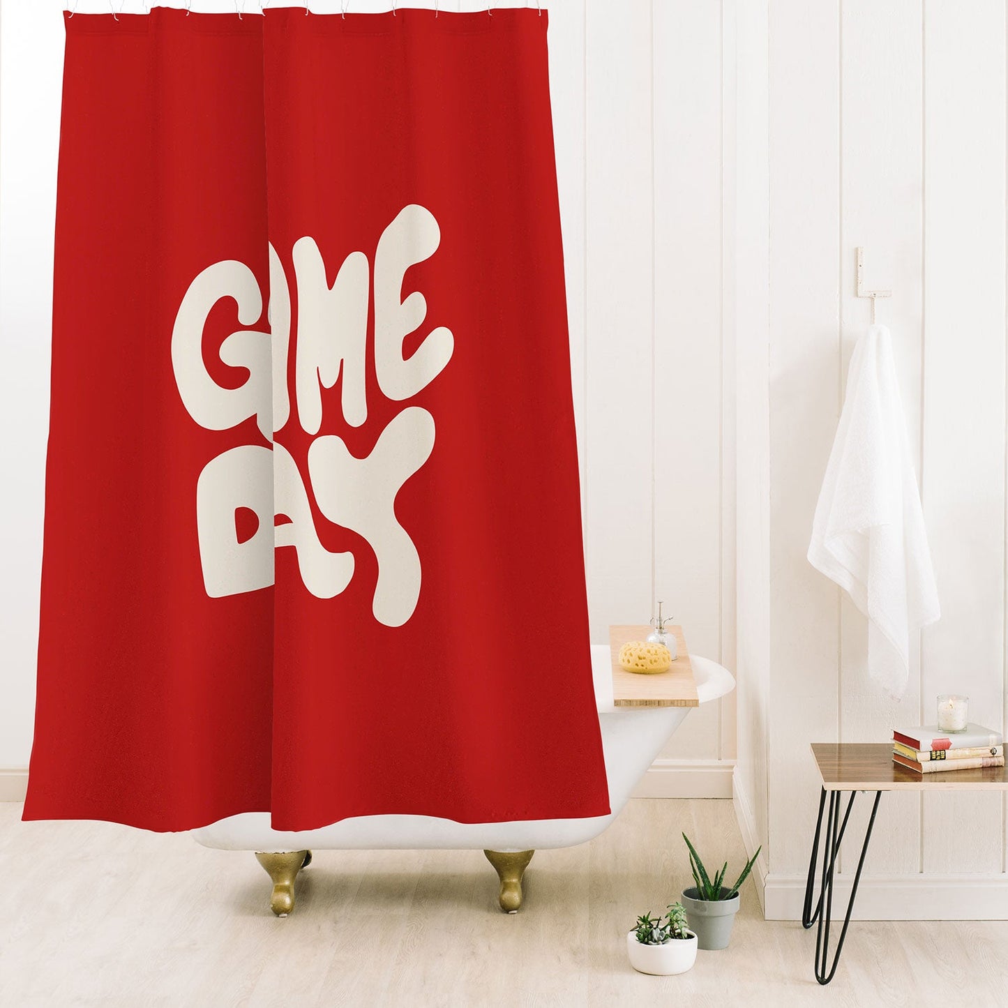 DENY Designs Gameday Red and White 1 Shower Curtain