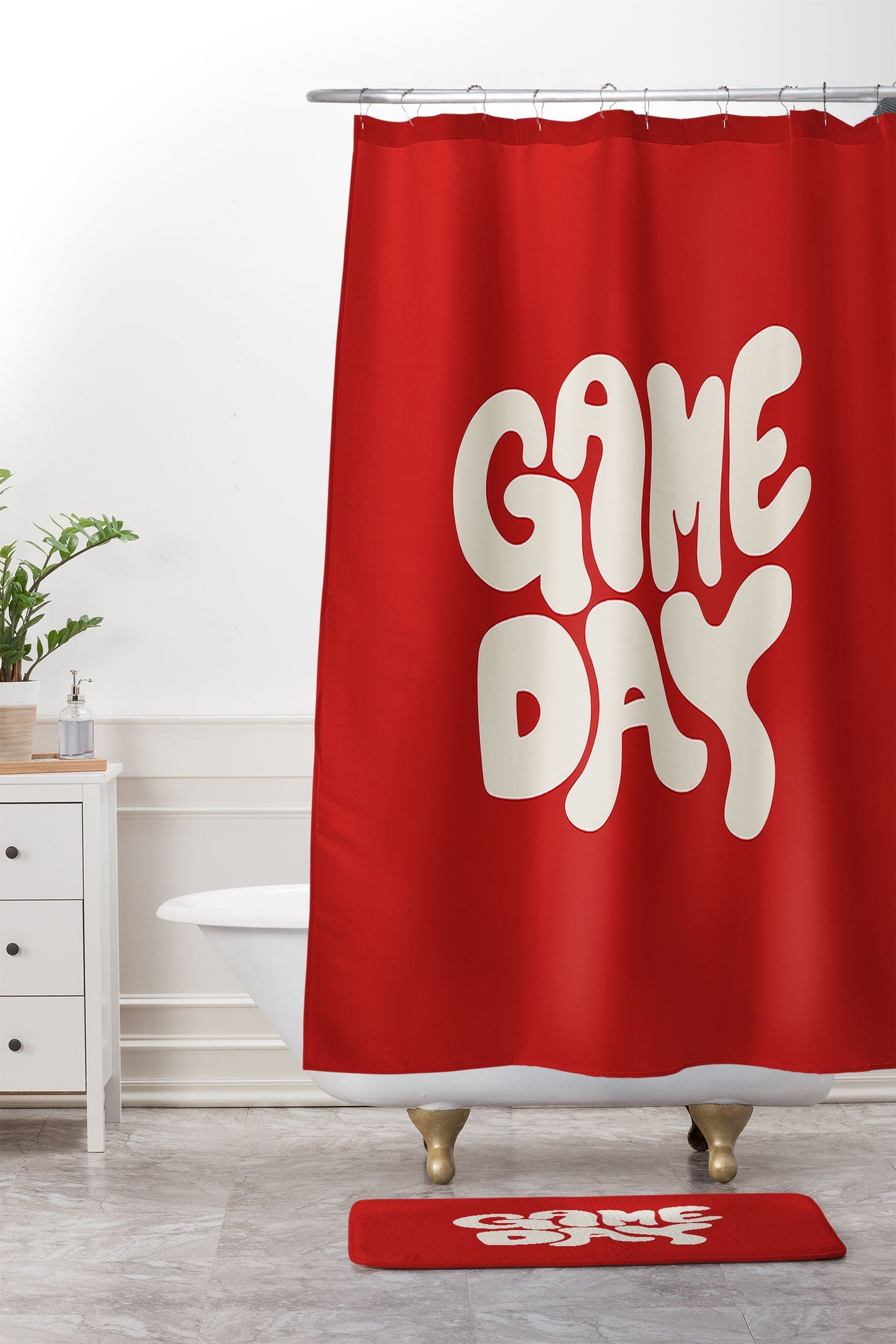 DENY Designs Gameday Red and White 1 Memory Foam Bath Mat