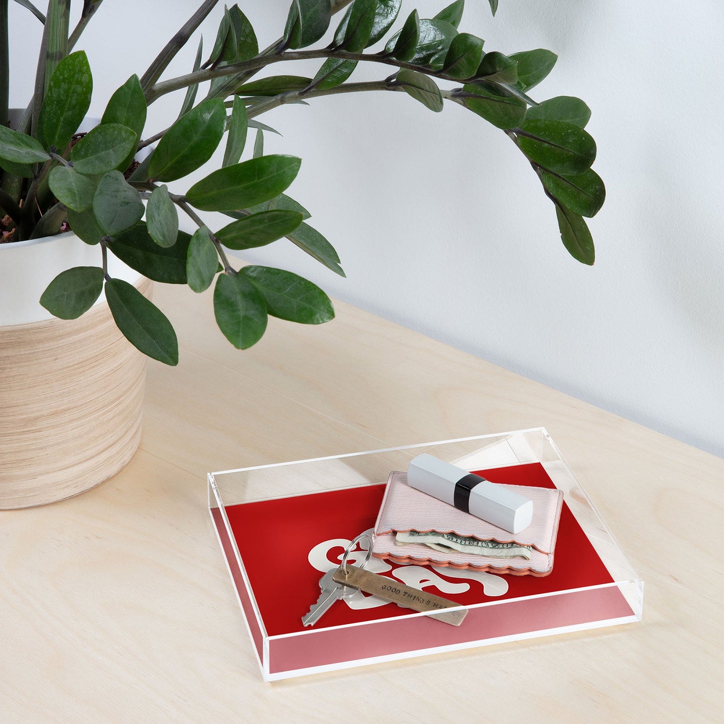 DENY Designs Gameday Red and White 1 Acrylic Tray