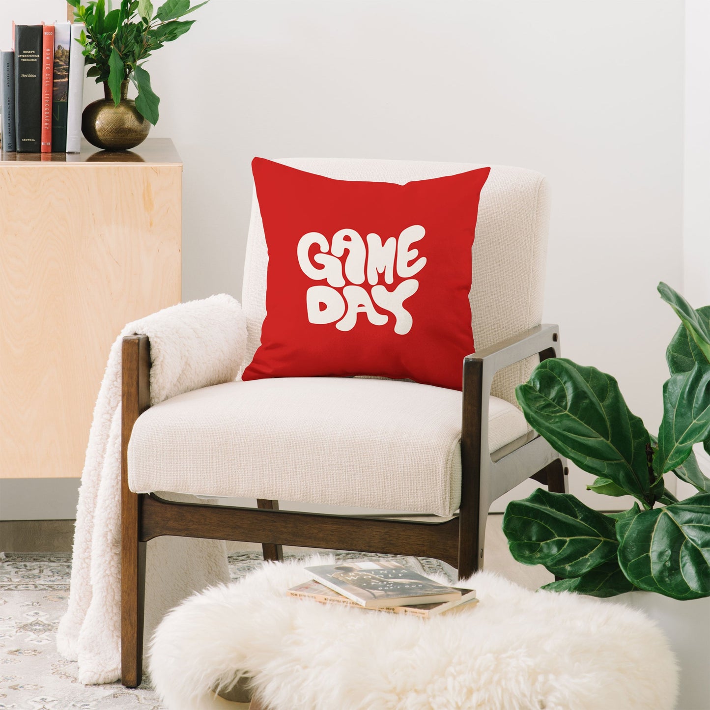 DENY Designs Gameday Red and White 1 Throw Pillow