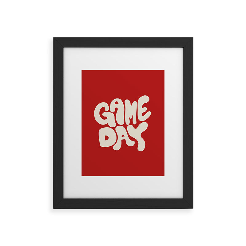 DENY Designs Gameday Red and White 1 Framed Art Print