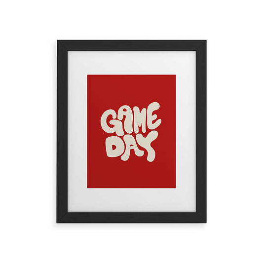 DENY Designs Gameday Red and White 1 Framed Art Print