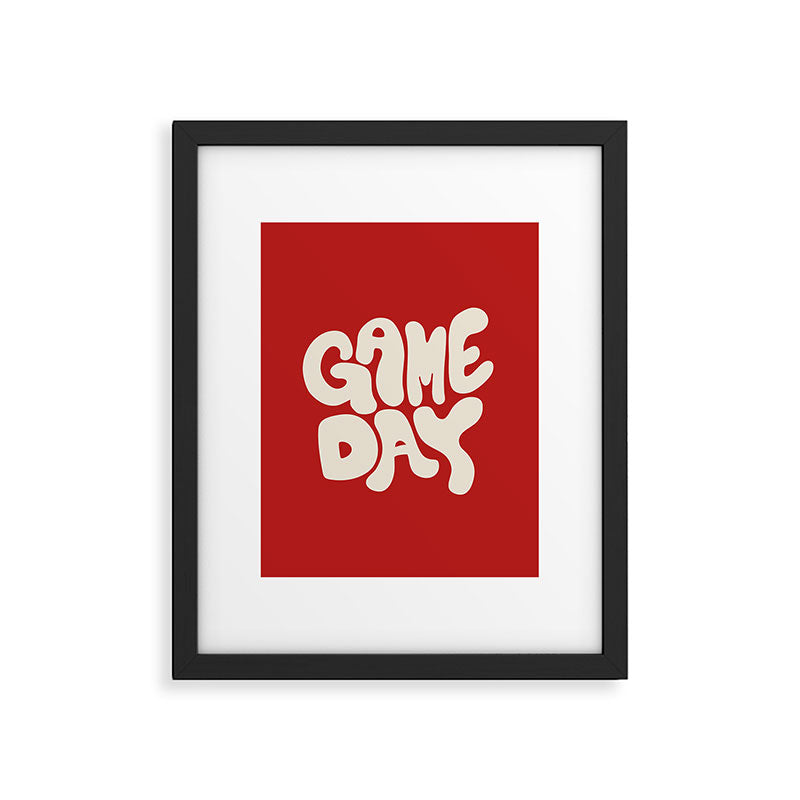 DENY Designs Gameday Red and White 1 Framed Art Print