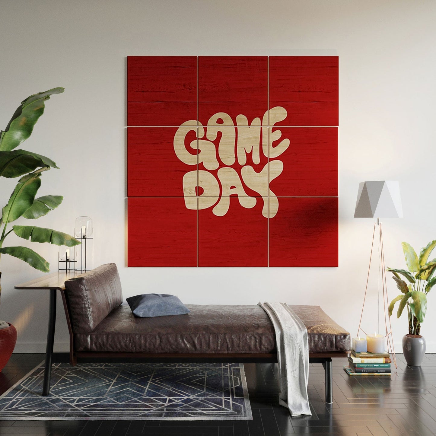 DENY Designs Gameday Red and White 1 Wood Wall Mural