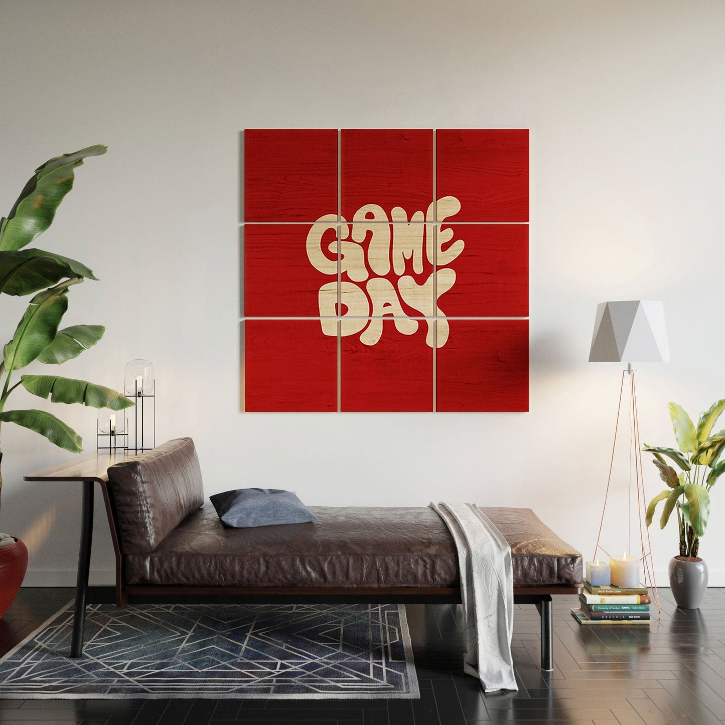 DENY Designs Gameday Red and White 1 Wood Wall Mural
