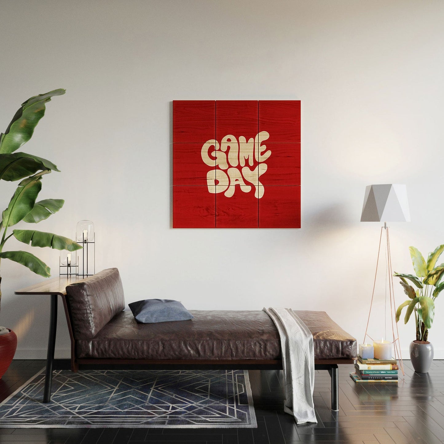 DENY Designs Gameday Red and White 1 Wood Wall Mural