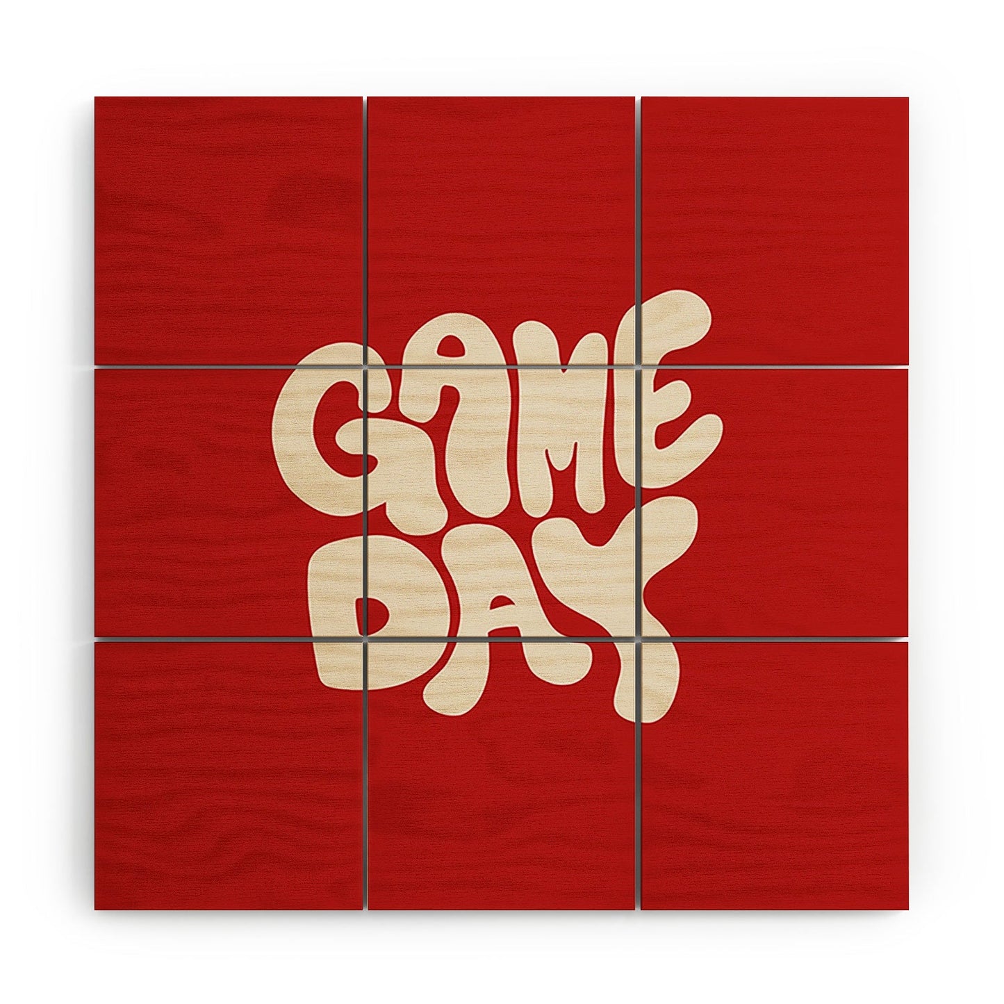 DENY Designs Gameday Red and White 1 Wood Wall Mural