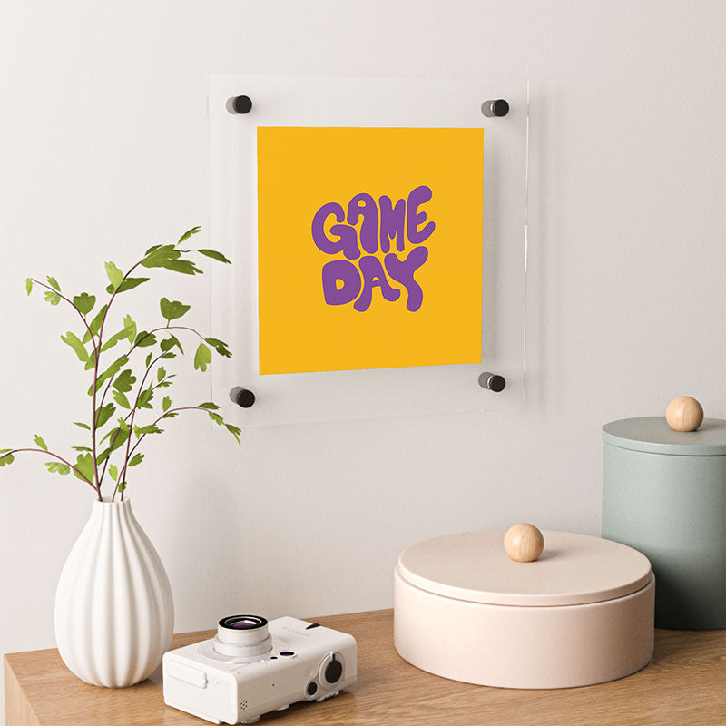 DENY Designs Gameday Yellow and Purple 1 Floating Acrylic Print