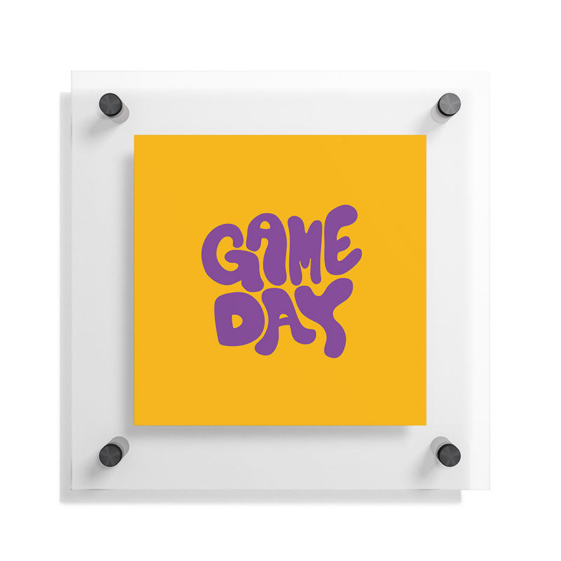DENY Designs Gameday Yellow and Purple 1 Floating Acrylic Print
