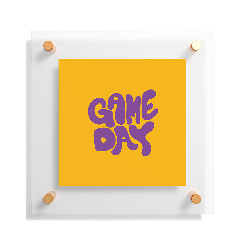 DENY Designs Gameday Yellow and Purple 1 Floating Acrylic Print