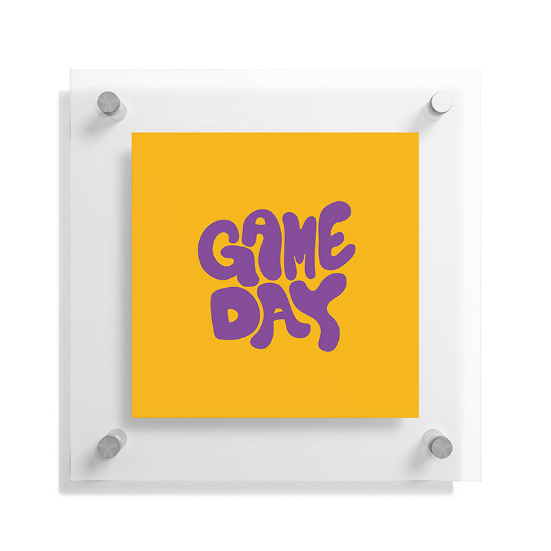 DENY Designs Gameday Yellow and Purple 1 Floating Acrylic Print