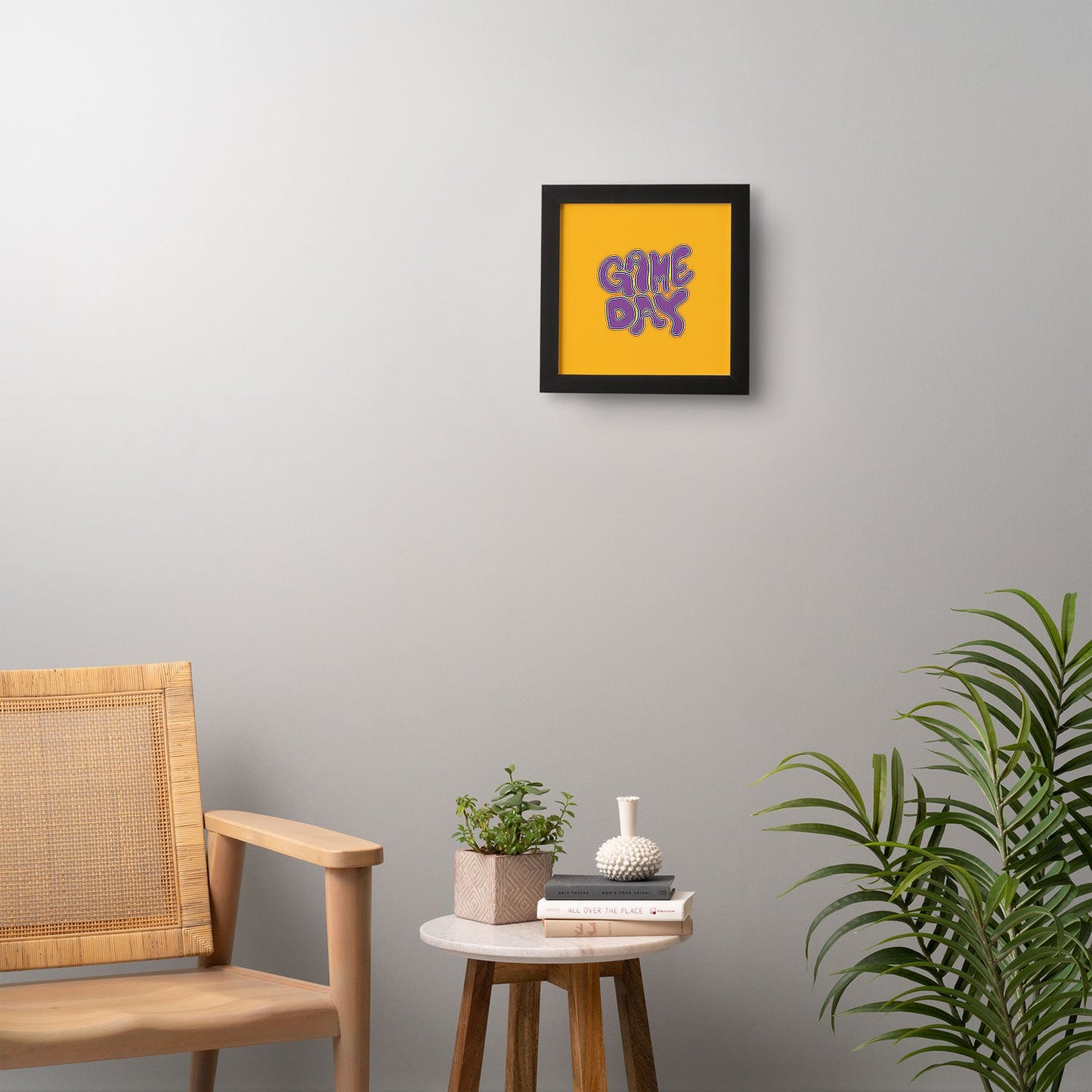 DENY Designs Gameday Yellow and Purple 1 Framed Wall Art