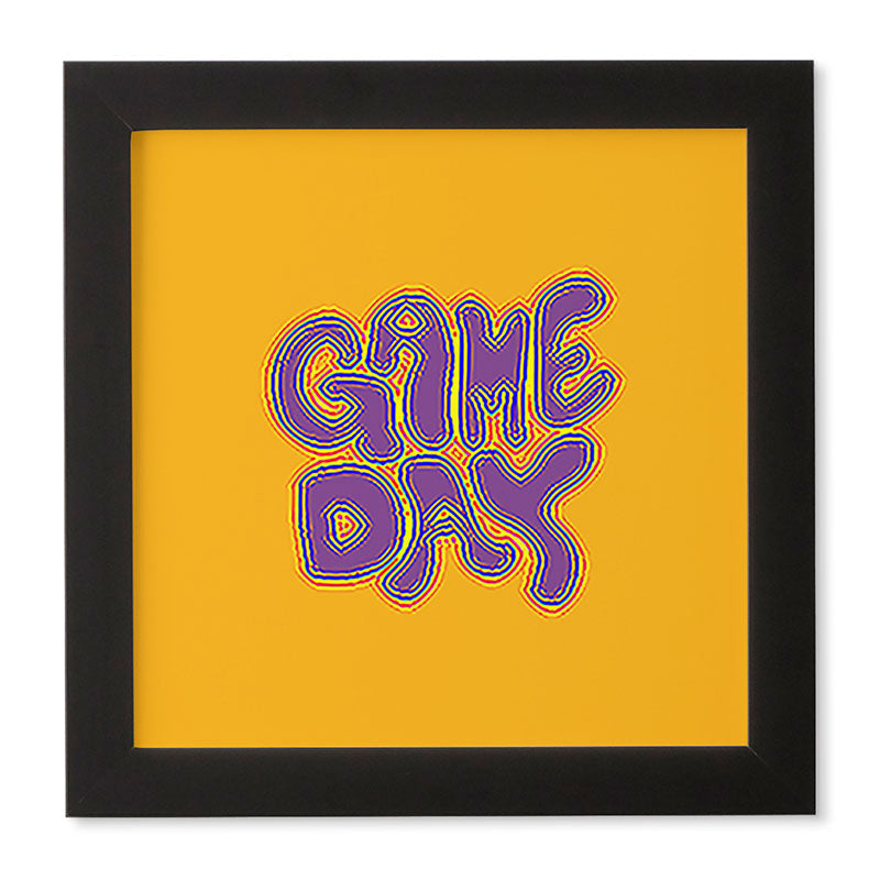 DENY Designs Gameday Yellow and Purple 1 Framed Wall Art