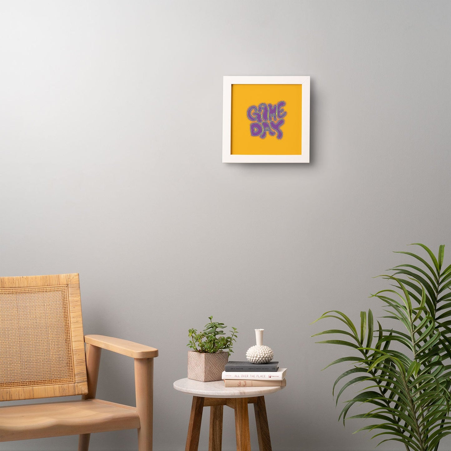 DENY Designs Gameday Yellow and Purple 1 Framed Wall Art