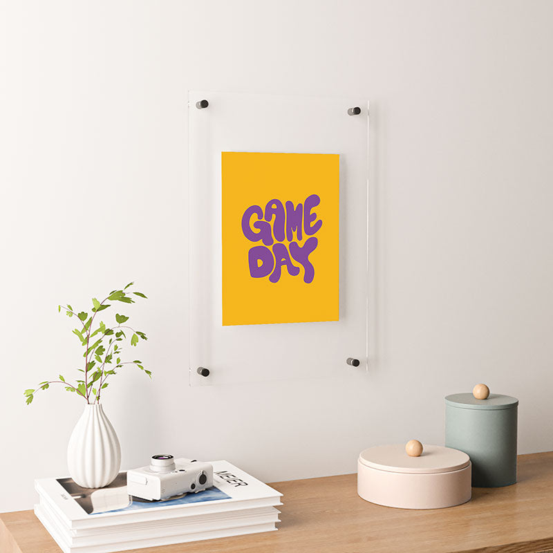 DENY Designs Gameday Yellow and Purple 1 Floating Acrylic Print