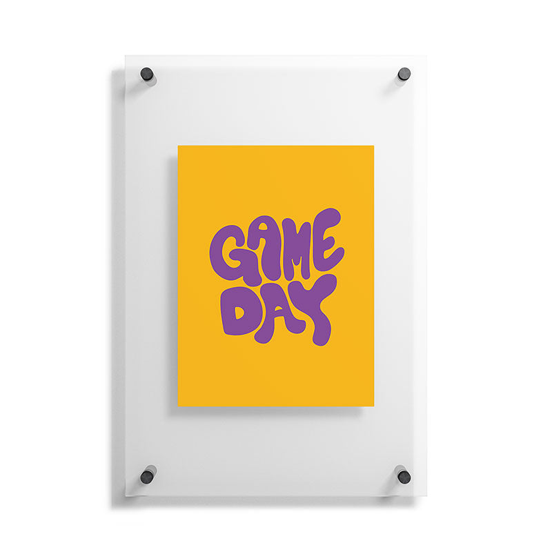 DENY Designs Gameday Yellow and Purple 1 Floating Acrylic Print