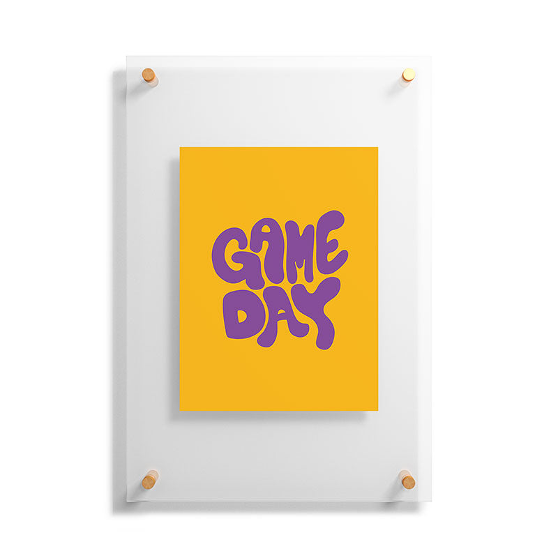 DENY Designs Gameday Yellow and Purple 1 Floating Acrylic Print